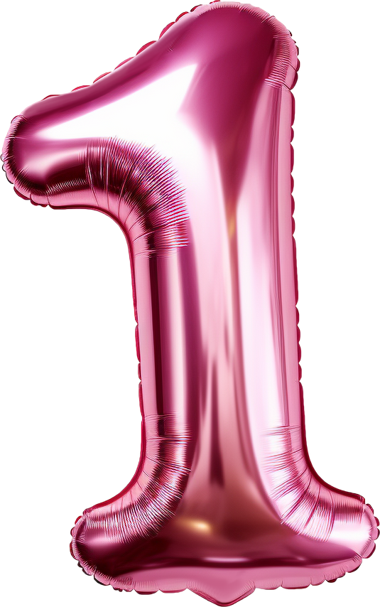 foil pink balloon number letter 1