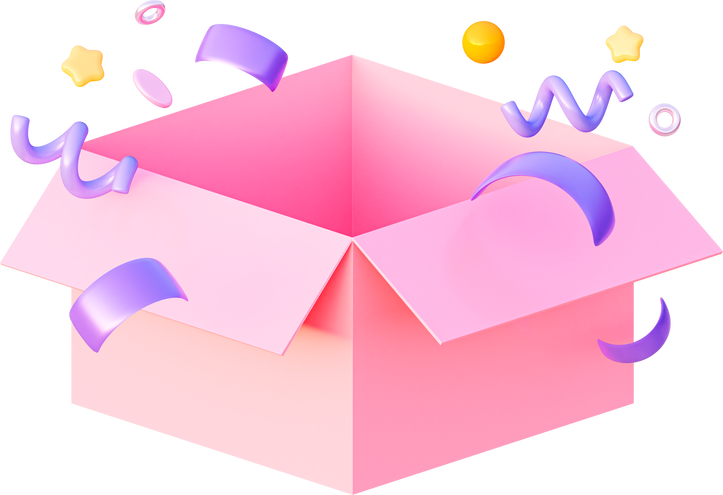 Open box with confetti